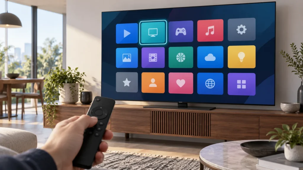 IPTV on Samsung Smart TV setup: generic television app grid